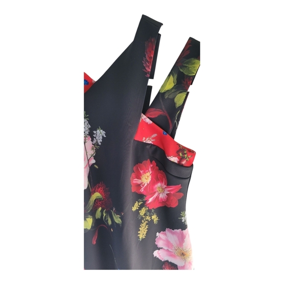 Ted Baker Polayo Berry Sundae Asymmetric Dress Floral One-Shoulder Dress US Sz 8 - Picture 5 of 11